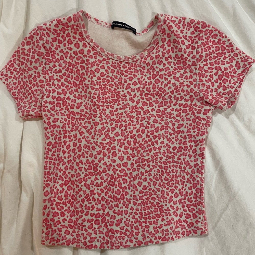 Brandy Melville Ashlyn Pink Cheetah Print Top